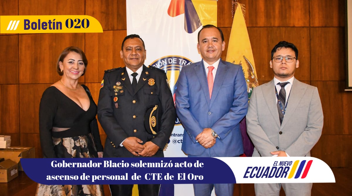 Gobernador Blacio solemnizó acto de ascenso de personal  de CTE de El Oro