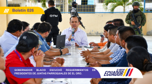 Gobernador Blacio escuchó requerimientos de presidentes de Juntas parroquiales de El Oro