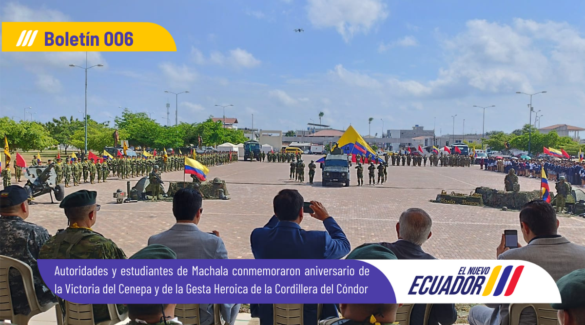 Autoridades y estudiantes del cantón Machala conmemoraron aniversario de la Victoria del Cenepa  y dela Gesta Heroica de la Cordillera del Cóndor