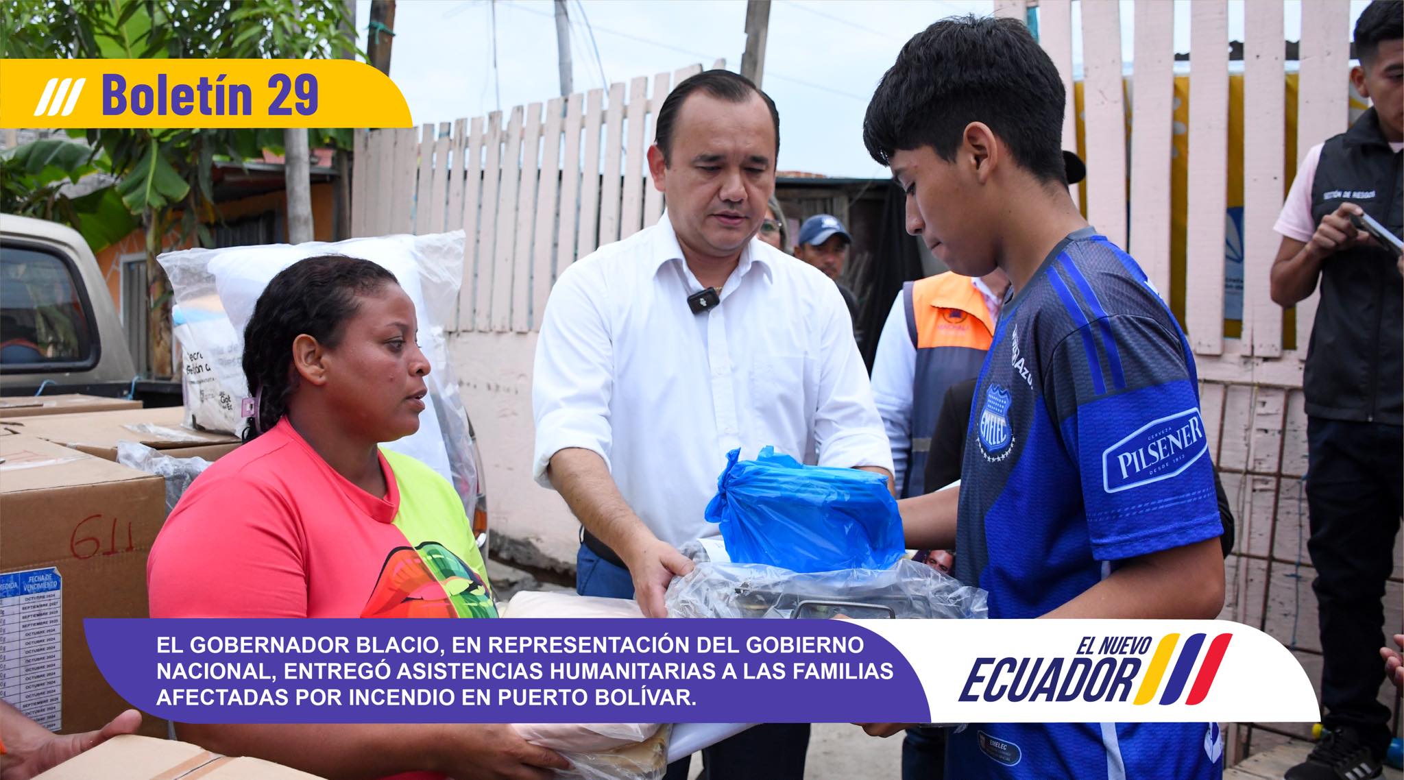 El Gobierno Nacional realizó la entrega de asistencias humanitarias a familias afectadas por el incendio en Puerto Bolívar