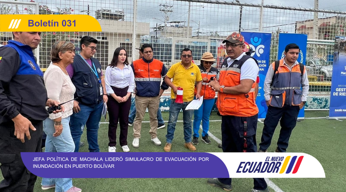 Jefa Política de Machala lideró Simulacro de evacuación por inundación en Puerto Bolívar