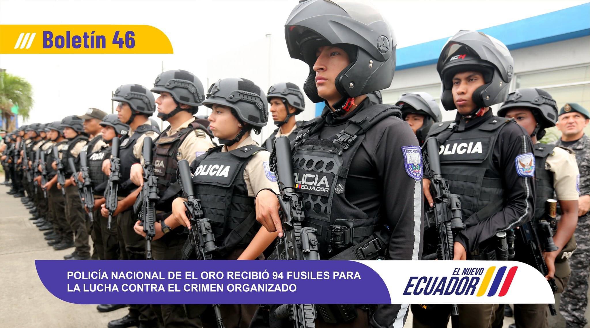 POLICÍA NACIONAL DE EL ORO RECIBIÓ 94 FUSILES PARA LA LUCHA CONTRA EL CRIMEN ORGANIZADO