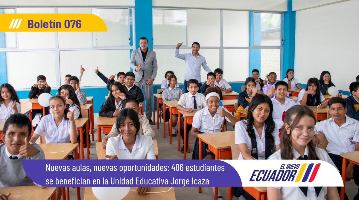 Estudiantes de la Unidad Educativa Jorge Icaza, de Pasaje cuenta con tres nuevas aulas educativas